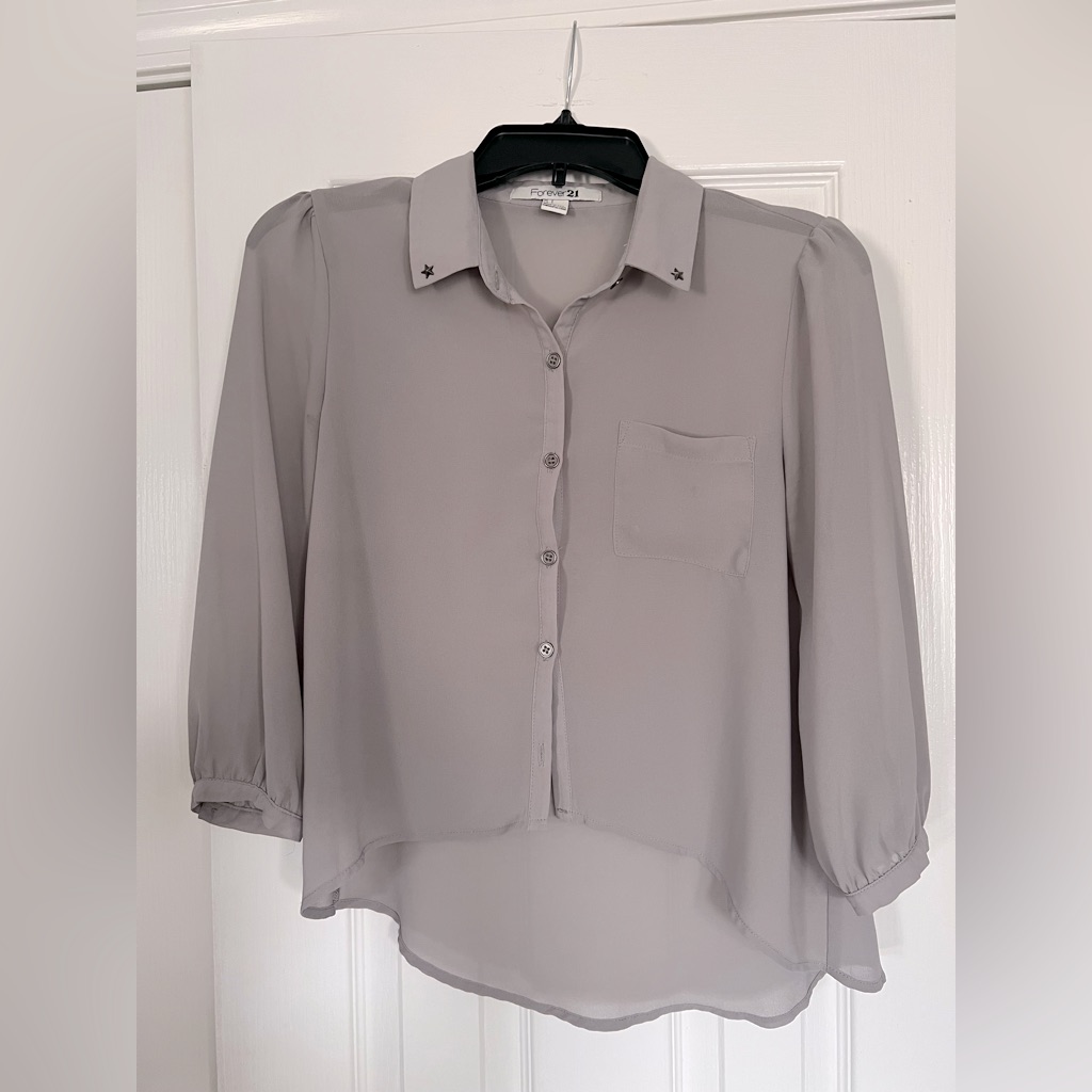 Gray Button-Down Top